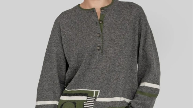 Pullover mit Jacquard-Muster und Knopfleiste